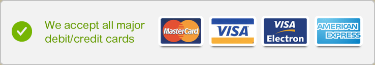 we accept all major credit/debit cards